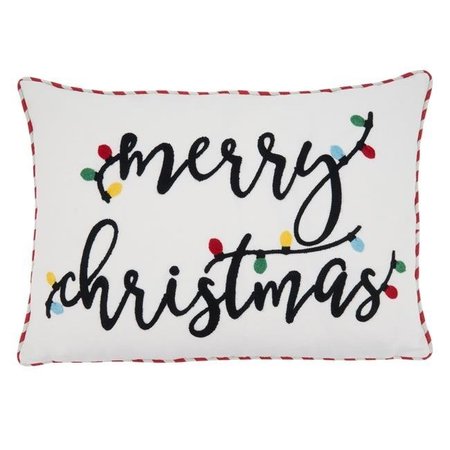 SARO LIFESTYLE SARO 5511.W1420BC 14 x 20 in. Oblong White Merry Christmas Design Pillow Cover 5511.W1420BC